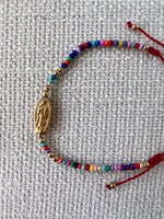 Pulsera Virgen roja chapa oro 22k