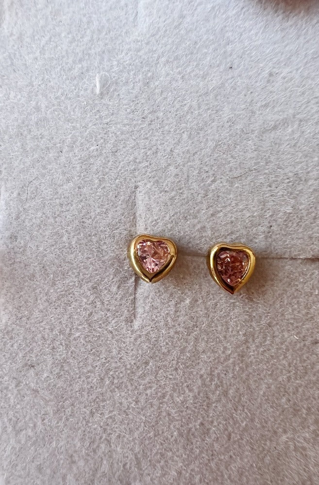 Arete corazón rosa 3mm 10k