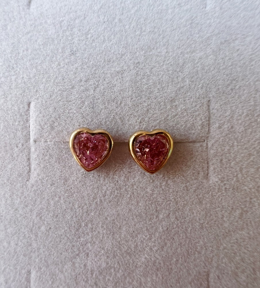 Arete corazón rosa 5mm 10k