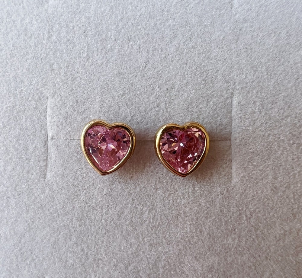 Corazón rosa 6mm 10k