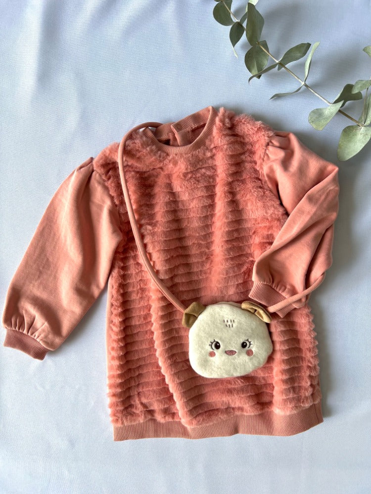 SUDADERA CORAL CON BOLSO DE OSO